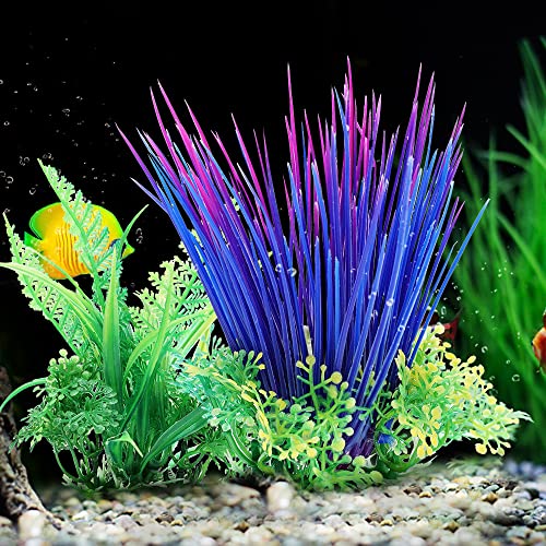 4 plantas de plástico para acuario, planta artificial de plástico para acuario, pecera, plantas de acuario, decoración de paisajes de acuario