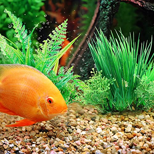 4 plantas de plástico para acuario, planta artificial de plástico para acuario, pecera, plantas de acuario, decoración de paisajes de acuario