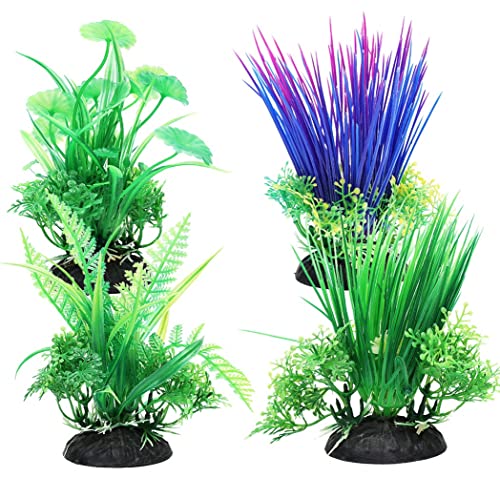 4 plantas de plástico para acuario, planta artificial de plástico para acuario, pecera, plantas de acuario, decoración de paisajes de acuario