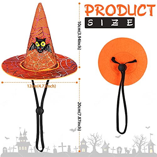 4 Sombreros de Mascotas de Halloween Sombrero de Bruja Ajustable Sombrero de Bruja de Cono de Cosplay de Perro Gato con Adornos de Calabaza Murciélago Búho Flor Accesorio Disfraz Halloween