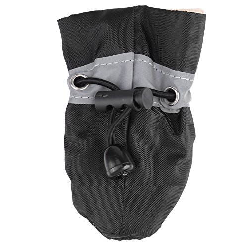 4 Unids / set Botas para perros mascotas Zapatos antideslizantes impermeables para perros Botas antideslizantes para perros Almohadilla para mascotas Botas de nieve cálidas de invierno(3# Negro)