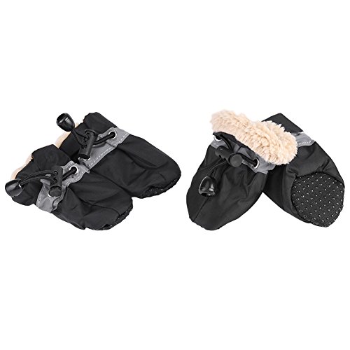 4 Unids / set Botas para perros mascotas Zapatos antideslizantes impermeables para perros Botas antideslizantes para perros Almohadilla para mascotas Botas de nieve cálidas de invierno(3# Negro)