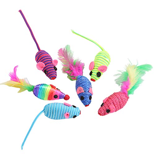 4/6 unids Pet Gatito Gatito Gracioso Pluma Cuerda Falsa ratón mordedura rasguño Jugando 4pcs la línea elástica del ratón
