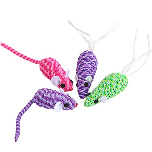 4/6 unids Pet Gatito Gatito Gracioso Pluma Cuerda Falsa ratón mordedura rasguño Jugando 4pcs la línea elástica del ratón