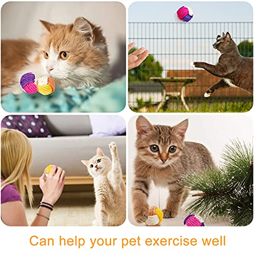 4Piezas Pelotas de Sisal para Gatos Pelotas Interactivos Juguete Gatos Coloridos Balls Pelota de Juego de Sisal para Ejercicio Animal Doméstico Gatos y Perros (Color Aleatorio)