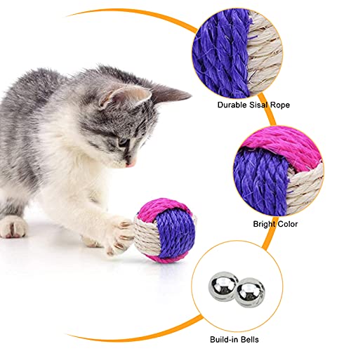 4Piezas Pelotas de Sisal para Gatos Pelotas Interactivos Juguete Gatos Coloridos Balls Pelota de Juego de Sisal para Ejercicio Animal Doméstico Gatos y Perros (Color Aleatorio)