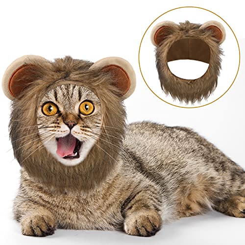 5 Sombreros para Gato Adorable Disfraz de Conejito con Orejas Sombrero de Rana Divertida Melena de León Banana Girasol Disfraz de Fiesta de Cachorro Gatito Accesorios de Halloween, 5 Estilos