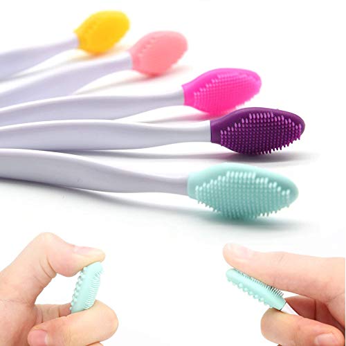 5 Unidades Cepillo de Dientes para Perros Kit Cepillos Dentales de Perro Silicona Suave de Doble Cara Cepillo de Dientes de Mango Largo Herramienta de Limpieza de Dientes para Perros Y Gatos
