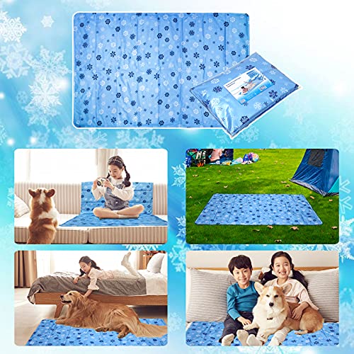 50 x 90 cm, esterilla de refrigeración para regular la temperatura corporal, alfombrilla de refrigeración para perros, gatos y mascotas, cabeza a prueba de fugas, copos de nieve