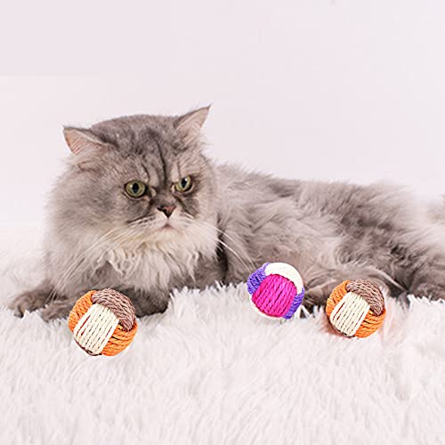 6 PCS Bola de Gato Pelota de Juguete de Sisal Cuerda Cat Ball Juguetes interactivos Gato Juguete Gatos Coloridos Balls para Ejercicio Animal Doméstico Gatos y Perros (Color Aleatorio)