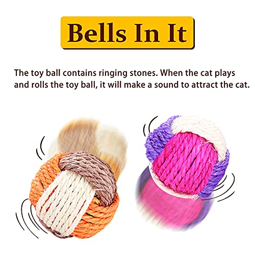 6 PCS Bola de Gato Pelota de Juguete de Sisal Cuerda Cat Ball Juguetes interactivos Gato Juguete Gatos Coloridos Balls para Ejercicio Animal Doméstico Gatos y Perros (Color Aleatorio)