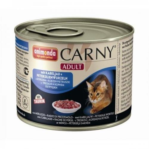 6 x Animonda Cat Lata Carny Adulto Bacalao & Perejil 200g, Comida húmeda, Comida para gatos