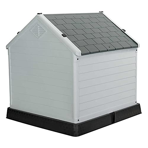 7H SEVEN HOUSE Caseta de Resina para Perros 98,5x105x96,5cm 7house | Caseta para Perros Grandes | Caseta de Plástico 100% Reciclable y Ecológico | Caseta Mascota Exterior e Interior