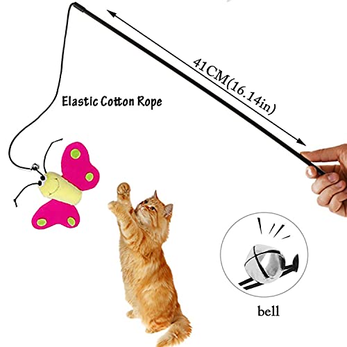 8 Piezas Juguete Plumas Gato,Juguetes para Gatos Plumas con Campanas,Varita de Juguetes para Gatos Plumas Interactivos para Ejercitar Gato y Gatitos