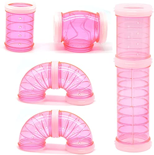 8PCS Túnel de Hámster, Túnel de Conexión Jaula Hamster, Hámster Tubo Play Túnel para Hamster Cage Small Pet Pipe Connection Sports Tunnel Toy para Conexión Creativa, Ampliar el Espacio (Rosado)