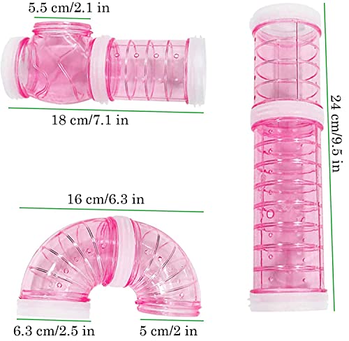 8PCS Túnel de Hámster, Túnel de Conexión Jaula Hamster, Hámster Tubo Play Túnel para Hamster Cage Small Pet Pipe Connection Sports Tunnel Toy para Conexión Creativa, Ampliar el Espacio (Rosado)