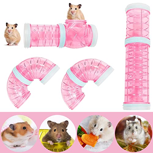 8PCS Túnel de Hámster, Túnel de Conexión Jaula Hamster, Hámster Tubo Play Túnel para Hamster Cage Small Pet Pipe Connection Sports Tunnel Toy para Conexión Creativa, Ampliar el Espacio (Rosado)