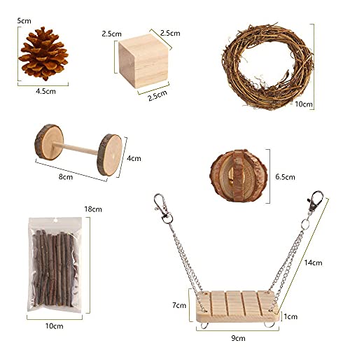 9 Piezas Juguete Masticable de Hámster,Accesorios de Juguete para Hámster,Juego de Juguetes de Hámster,Hámster Mastica Juguete,para Conejos,Ardilla(en la Foto)