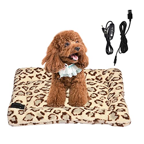 AABEY Manta Electrica Caliente para Perros,Almohadilla Térmica para Mascotas,Alfombrilla térmica para Mascotas para Gatos y Perros, Temperatura Ajustable