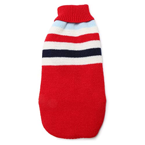 Abrigo de suéter para Perros, clásico a Rayas para Mascotas Gatos Cachorros Chaqueta de Tejido Suave suéter cálido Ropa de Invierno Ropa (24 Pulgadas, Raya roja)