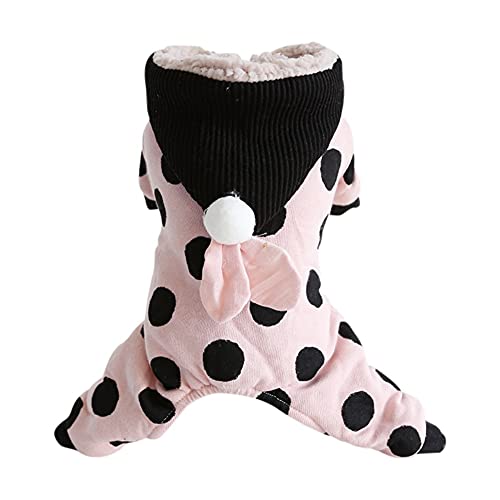 Abrigos para Perros para Perros pequeños medianos Abrigo de Invierno para Perros Patrón de Leopardo con Lunares Chaqueta con Capucha para Perros pequeños Mono cálido para Perros Pijamas Ropa