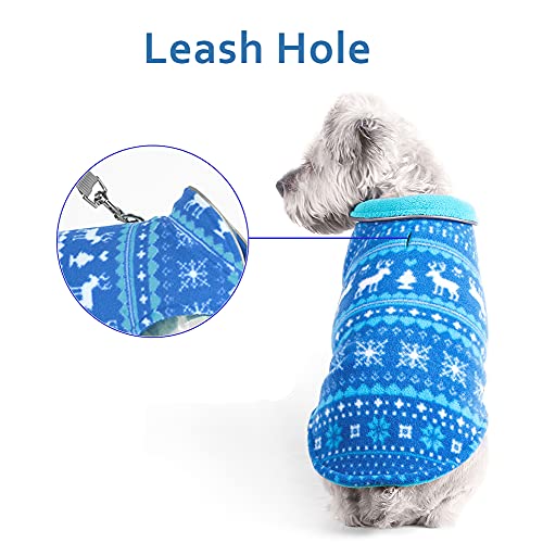 ABRRLO Forro polar para perros, chaleco de forro polar, abrigo para perros, abrigo reflectante, chaqueta reversible sin mangas, para perros pequeños y medianos de Navidad (azul XXL)