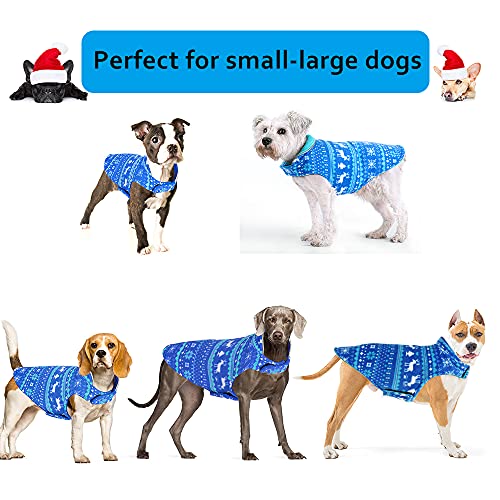 ABRRLO Forro polar para perros, chaleco de forro polar, abrigo para perros, abrigo reflectante, chaqueta reversible sin mangas, para perros pequeños y medianos de Navidad (azul XXL)