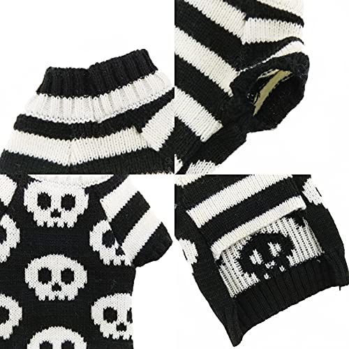 ABRRLO Jerséis para perros Halloween ropa de punto para mascotas, ropa de punto negro y blanco, cachorro, gato, suéteres para mascotas
