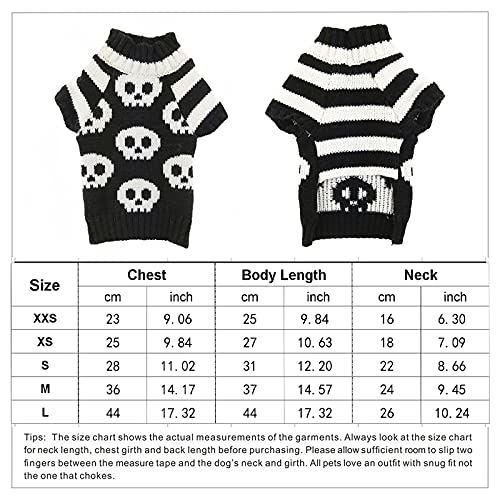 ABRRLO Jerséis para perros Halloween ropa de punto para mascotas, ropa de punto negro y blanco, cachorro, gato, suéteres para mascotas