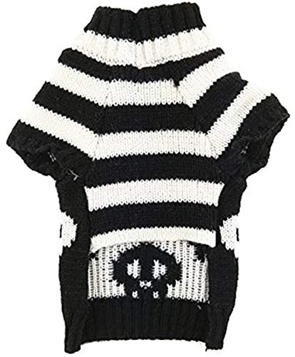 ABRRLO Jerséis para perros Halloween ropa de punto para mascotas, ropa de punto negro y blanco, cachorro, gato, suéteres para mascotas
