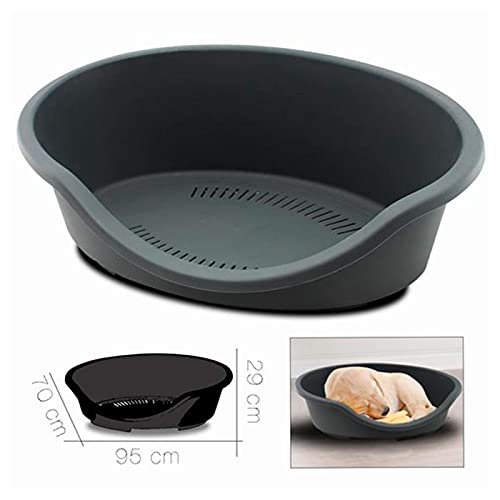 Acan Cama de plástico para Perros y Gatos 29 x 94 x 70 cm. Cesta, Canasta, Cuna para Mascotas, Animales, Fondo Perforado, Antideslizante, cómodo Apoyo para el mentón (Gris)