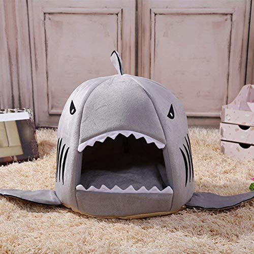 AchidistviQ Tienda única De La Cama del Animal Doméstico De La Forma del Tiburón, Cojín Suave De La Casa De La Cama del Dormir De Los Gatos del Perro para El Invierno XXS Gris