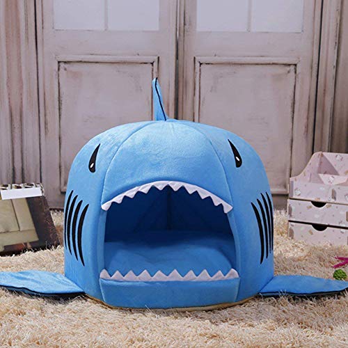 AchidistviQ Tienda única De La Cama del Animal Doméstico De La Forma del Tiburón, Cojín Suave De La Casa De La Cama del Dormir De Los Gatos del Perro para El Invierno XXS Gris