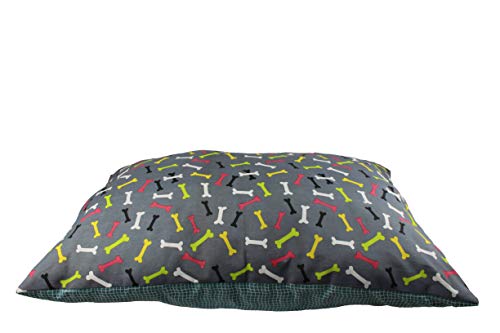 Acomoda Textil - Cama para Perros, Cama Antideslizante de Tela para Mascotas, Mullida y Cómoda. (120x80 cm, Huesos)