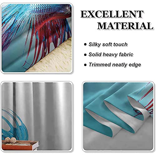 Acuario Ahorro de energía y reducción de ruido, Siamés Lucha Betta Fish Natación en Acuario Agresivo Mar Animal, Para dormitorio, jardín de infantes, sala de estar W42 x L63 Pulgadas Azul Cielo Coral