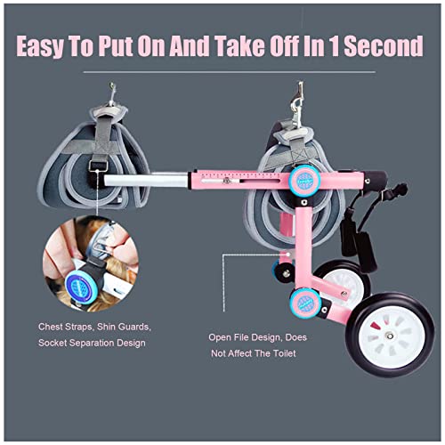 Adecuado Para 1-16kg Carrito Para Mascota/Gato，Silla De Ruedas De Aleación De Aluminio Para Silla De Ruedas Para Mascotas Rueda Para Silla De Ruedas Para Dos Ruedas Soporte Completo Para(Size:XS)