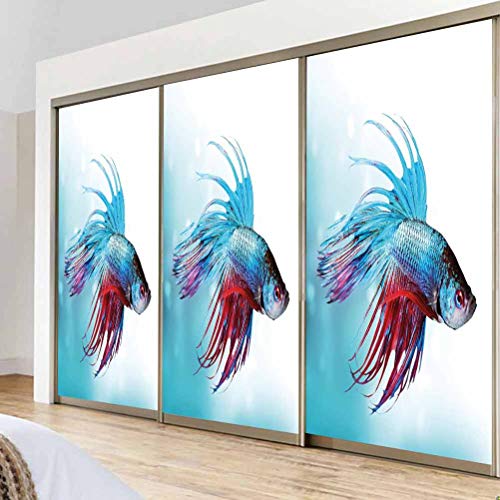 Adhesivo de vidrio anti ultravioleta para acuario, acuario siamés lucha Betta peces nadando en Aquar, película de vidrio estática para baño, oficina, sala de reuniones y sala de estar, 23.6 x 35.4 pul