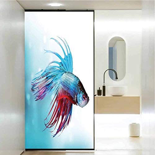 Adhesivo de vidrio anti ultravioleta para acuario, acuario siamés lucha Betta peces nadando en Aquar, película de vidrio estática para baño, oficina, sala de reuniones y sala de estar, 23.6 x 35.4 pul