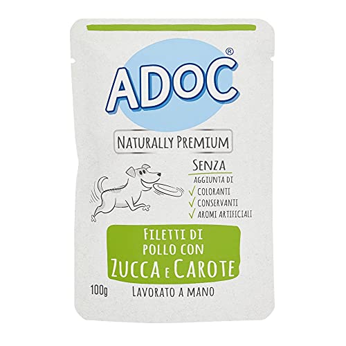 ADOC Natural Pollo Calabaza y Zanahoria para Perros Adultos, Paquete de 20 Unidades