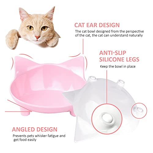 AEITPET Cuencos para Mascotas Antideslizantes Comedero para Gato Gatos antivomito Cuenco Cuencos de Acero Inoxidable para Alimentos y Agua para Perros y Gatos Gato (07)