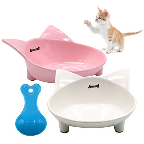 AEITPET Cuencos para Mascotas Antideslizantes Comedero para Gato Gatos antivomito Cuenco Cuencos de Acero Inoxidable para Alimentos y Agua para Perros y Gatos Gato (07)