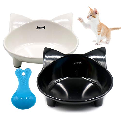 AEITPET Cuencos para Mascotas Antideslizantes Comedero para Gato Gatos antivomito Cuenco Cuencos de Acero Inoxidable para Alimentos y Agua para Perros y Gatos Gato (05)