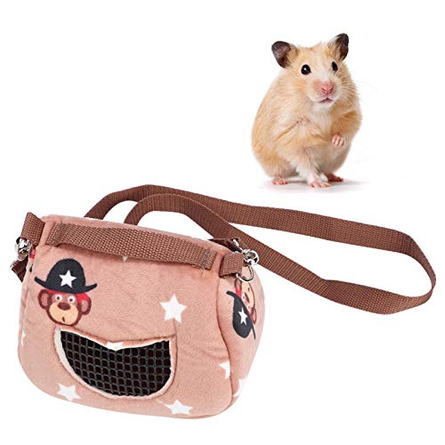 Agatige Bolsa de Transporte para Hámster de Animales Pequeños, Franela de Café, Portátil, con Puerta de Malla Transpirable, Bolsa de Transporte de Hámster para Mascotas, para Mascotas Pequeñas(S)