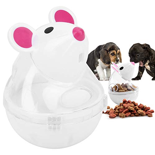 Agatige Comedero para Gatos de Vasos, Alimentador de Fugas para Perros y Gatos para Mascotas, Dispensador de Comida Lenta, Vasos para Ratones, Diseño de Bola de Juguete(Blanco)