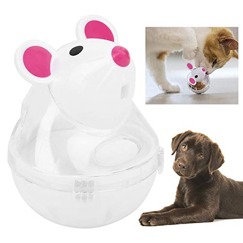 Agatige Comedero para Gatos de Vasos, Alimentador de Fugas para Perros y Gatos para Mascotas, Dispensador de Comida Lenta, Vasos para Ratones, Diseño de Bola de Juguete(Blanco)