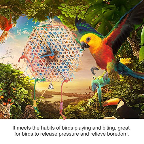 Agatige Juguete Colorido para Loros, Pájaros Que Mastican Tiras de Bambú Forrajeo Trituración de Papel Juguetes Colgantes para Pájaros Loros Lovebird Periquitos