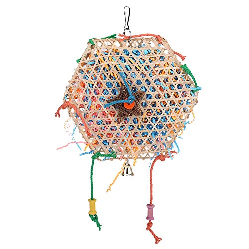 Agatige Juguete Colorido para Loros, Pájaros Que Mastican Tiras de Bambú Forrajeo Trituración de Papel Juguetes Colgantes para Pájaros Loros Lovebird Periquitos