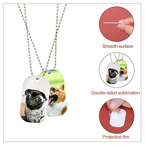 AIEX 15 Piezas Etiquetas para Perros de Sublimación, con 15 Cadenas de Bolas 1 Cinta de Sublimación Etiquetas de Identificación para Perros Aluminio Dog Tag Militar Collares Personalizadas (31 Piezas)