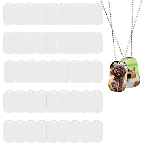 AIEX 15 Piezas Etiquetas para Perros de Sublimación, con 15 Cadenas de Bolas 1 Cinta de Sublimación Etiquetas de Identificación para Perros Aluminio Dog Tag Militar Collares Personalizadas (31 Piezas)