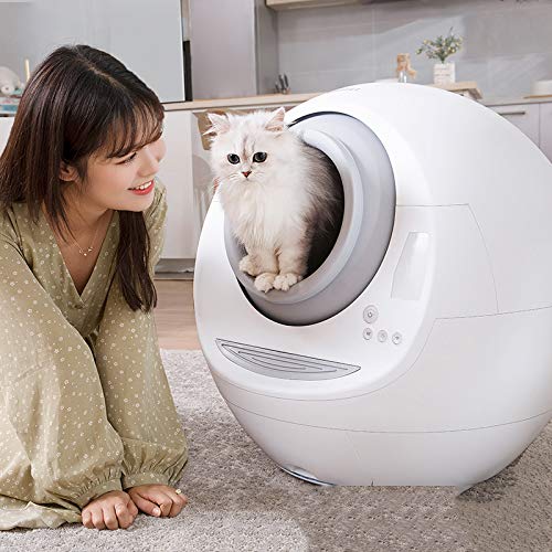 AIOEJP Caja De Arena para Gatos, Caja De Arena para Gatos Autolimpiante Inteligente con Autolimpieza Cerrada Automático Y Bajo Consumo